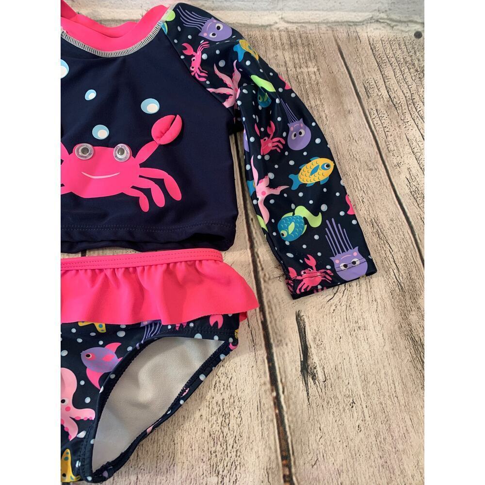 SOL SWIM Girl’s Two Piece Long Sleeve Swim Set / Size: 12 Months - Picture 4 of 11